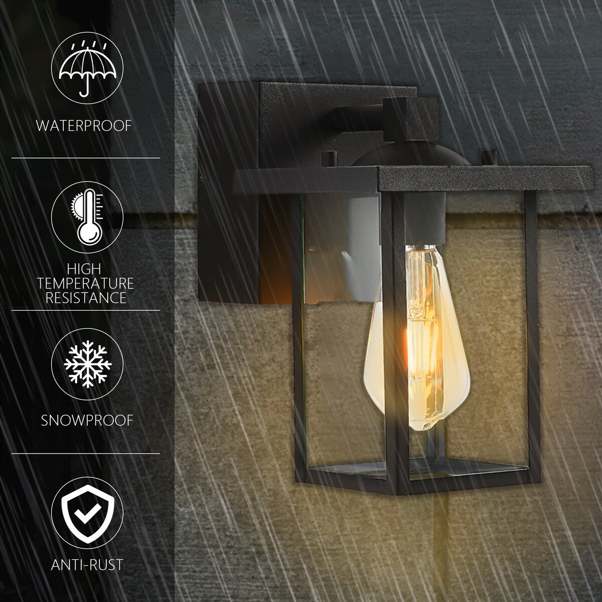 2 PACK Outdoor Wall Sconce with GFCI Outlet - 9.75-inch