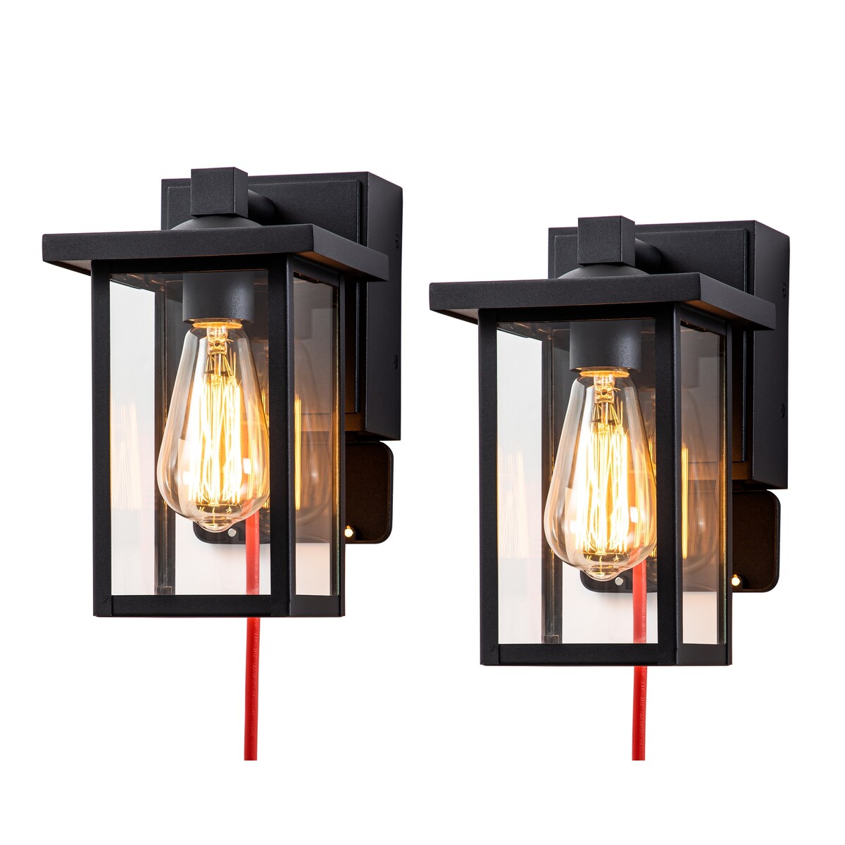 2 PACK Outdoor Wall Sconce with GFCI Outlet - 9.75-inch