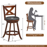 2 PCS Bar Stools Classic Counter/ Bar Height Swivel Chairs
