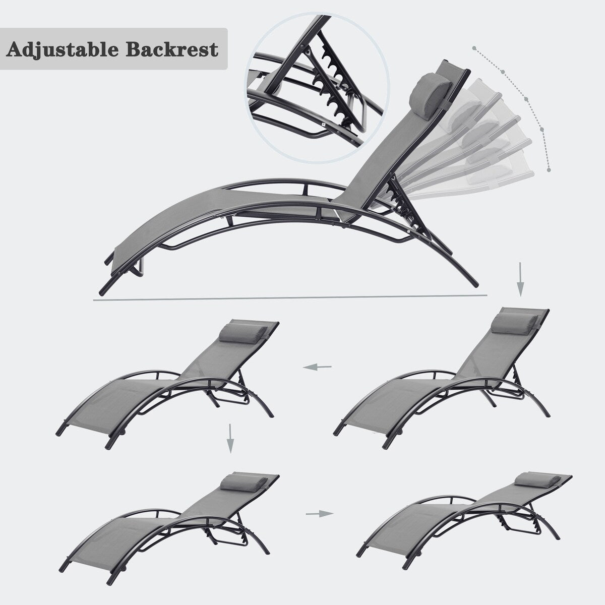2 PCS Set Outdoor Lounge Chair