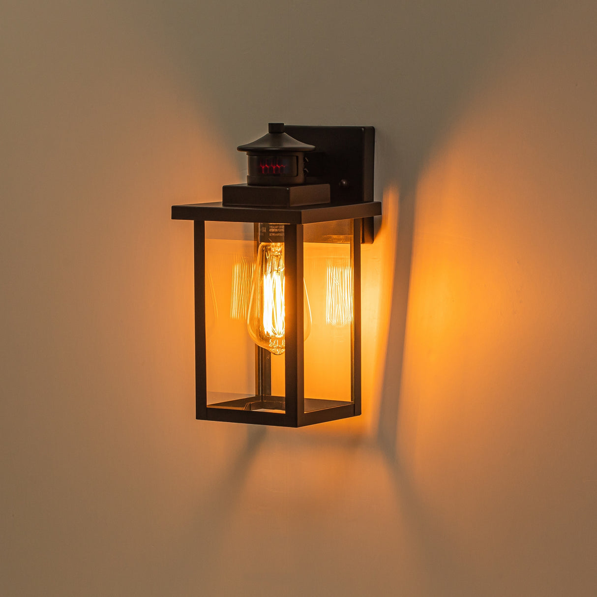 2-Pack 1-Light Powder-coated Black Motion Sensor Dusk to Dawn Outdoor Wall Sconces