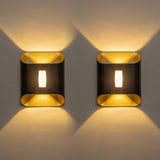 C Cattleya 2 Pack 2-Light Gold and Black Aluminum Integrated LED Outdoor Wall Light Sconce