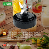 2 Pack 6 Fins Blender Blade Assembly and Single Serve 16 oz Cups Replacement Parts Compatible Professional Smoothie Blender