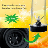 2 Pack 6 Fins Blender Blade Assembly and Single Serve 16 oz Cups Replacement Parts Compatible Professional Smoothie Blender