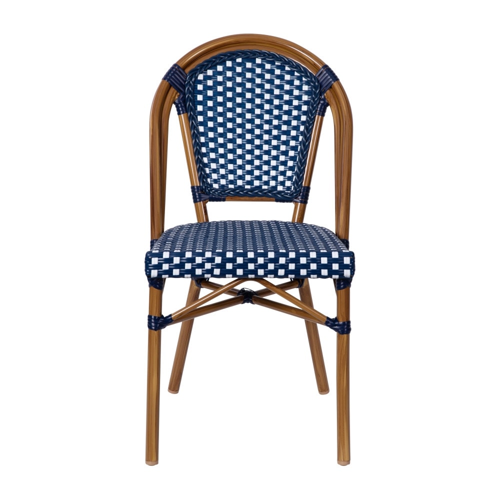 2 Pack All-Weather Commercial Paris Chairs with Bamboo Print Frame - 18.5"W x 22"D x 34.25"H