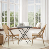 2 Pack All-Weather Commercial Paris Chairs with Bamboo Print Frame - 18.5"W x 22"D x 34.25"H