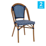 2 Pack All-Weather Commercial Paris Chairs with Bamboo Print Frame - 18.5"W x 22"D x 34.25"H