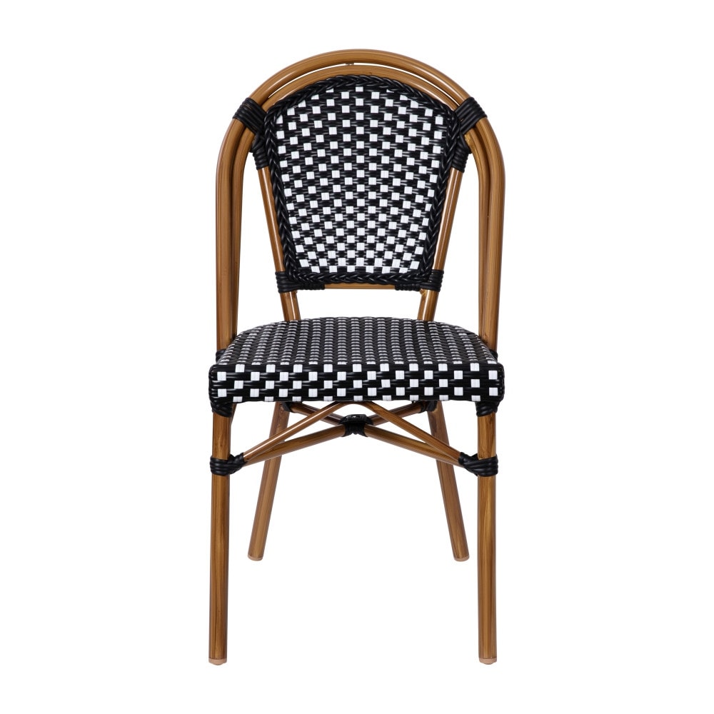 2 Pack All-Weather Commercial Paris Chairs with Bamboo Print Frame - 18.5"W x 22"D x 34.25"H