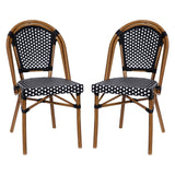 2 Pack All-Weather Commercial Paris Chairs with Bamboo Print Frame - 18.5"W x 22"D x 34.25"H