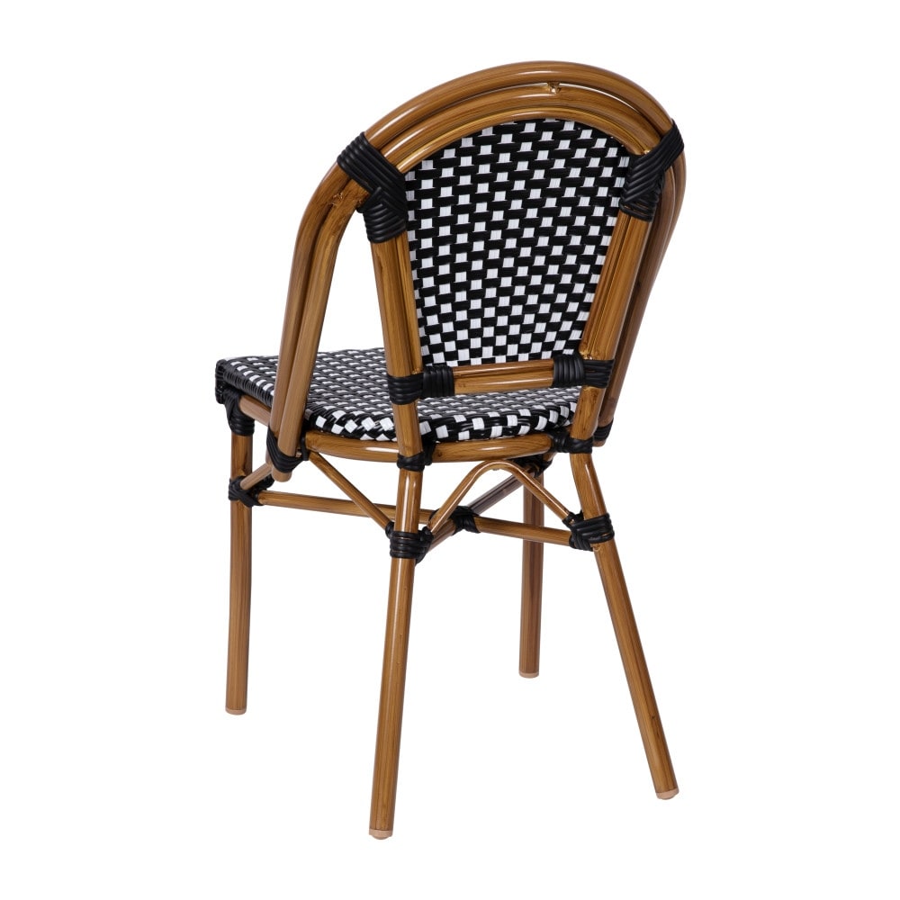 2 Pack All-Weather Commercial Paris Chairs with Bamboo Print Frame - 18.5"W x 22"D x 34.25"H