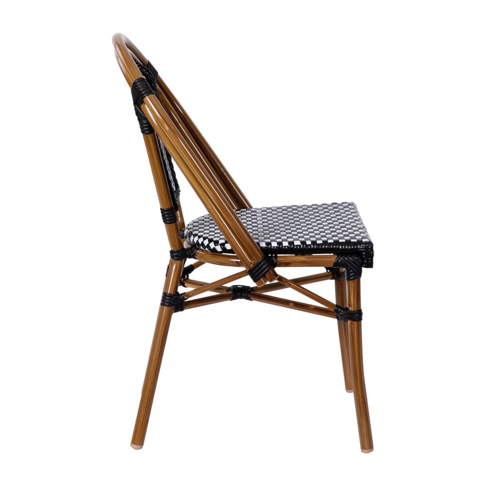 2 Pack All-Weather Commercial Paris Chairs with Bamboo Print Frame - 18.5"W x 22"D x 34.25"H