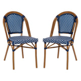 2 Pack All-Weather Commercial Paris Chairs with Bamboo Print Frame - 18.5"W x 22"D x 34.25"H