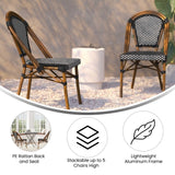 2 Pack All-Weather Commercial Paris Chairs with Bamboo Print Frame - 18.5"W x 22"D x 34.25"H