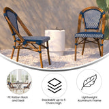 2 Pack All-Weather Commercial Paris Chairs with Bamboo Print Frame - 18.5"W x 22"D x 34.25"H
