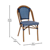 2 Pack All-Weather Commercial Paris Chairs with Bamboo Print Frame - 18.5"W x 22"D x 34.25"H