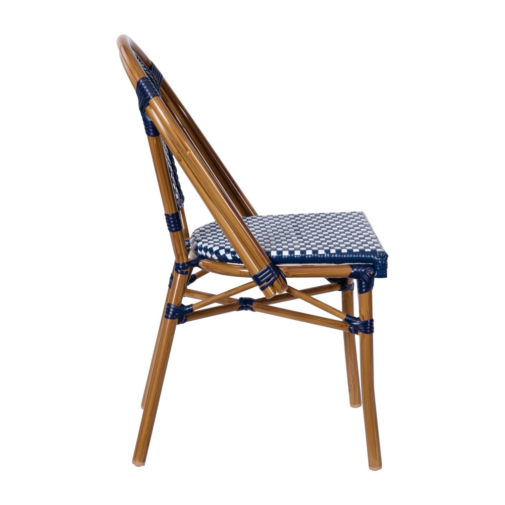 2 Pack All-Weather Commercial Paris Chairs with Bamboo Print Frame - 18.5"W x 22"D x 34.25"H