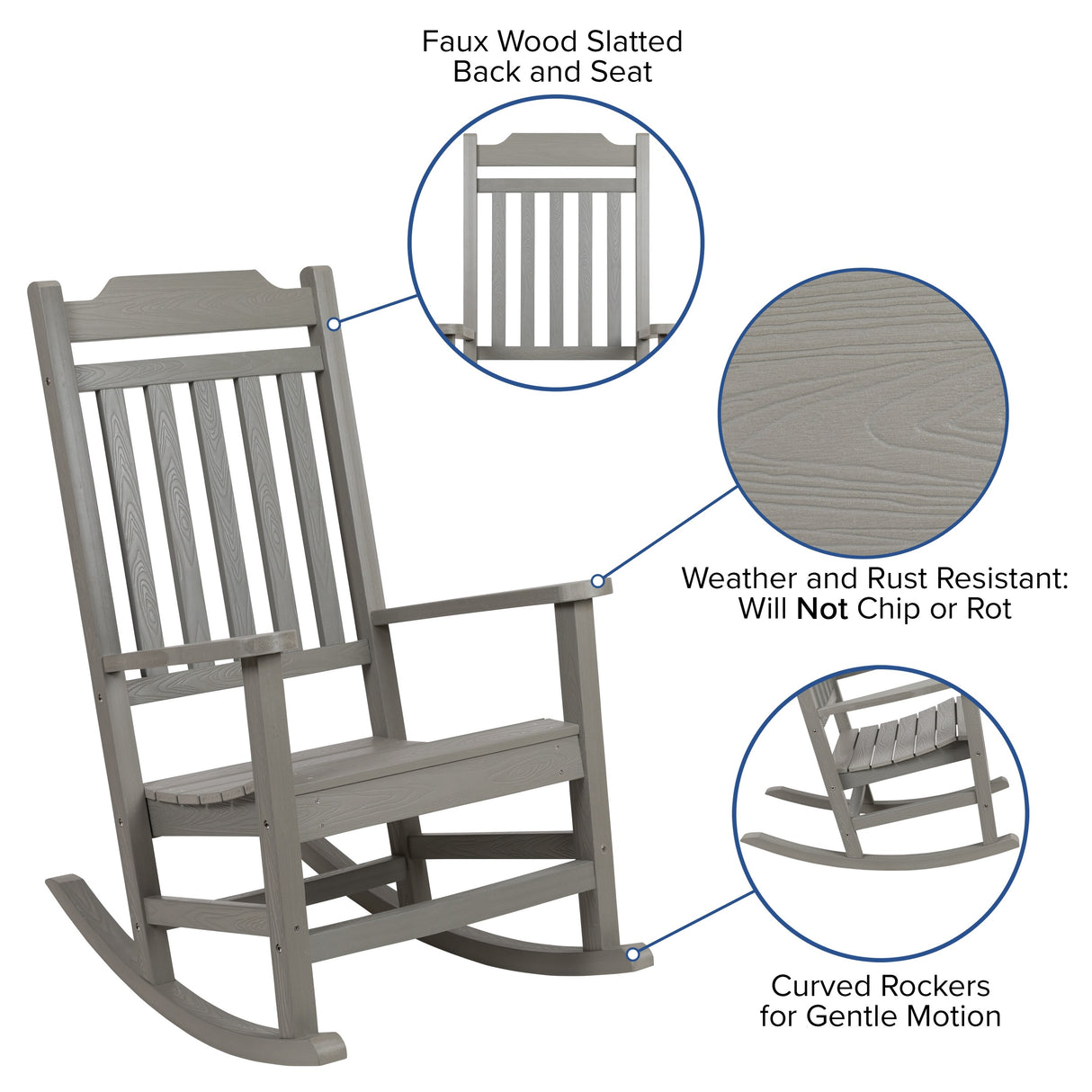 2 Pack All-Weather Faux Wood Rocking Chair - Patio and Yard Furniture