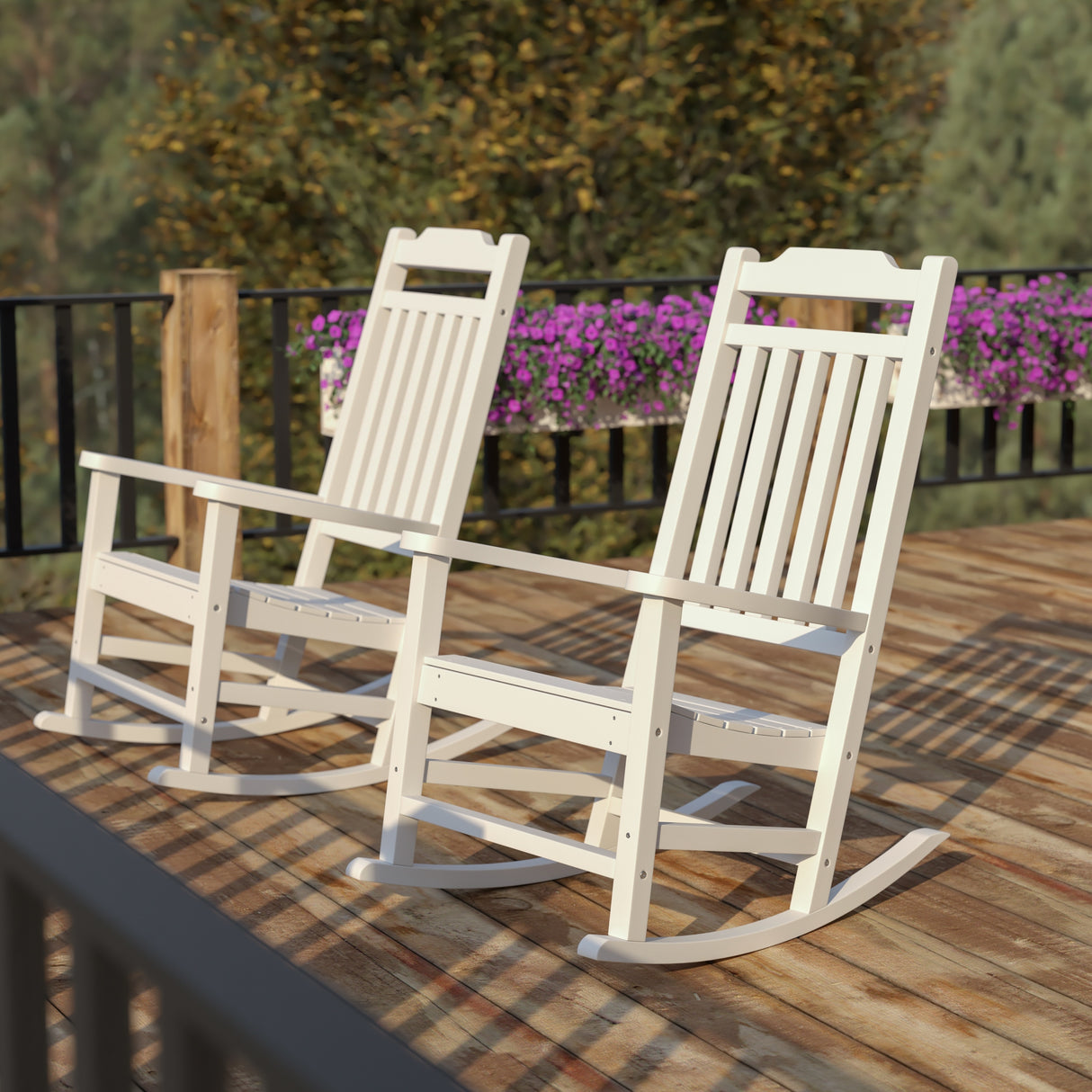 2 Pack All-Weather Faux Wood Rocking Chair - Patio and Yard Furniture