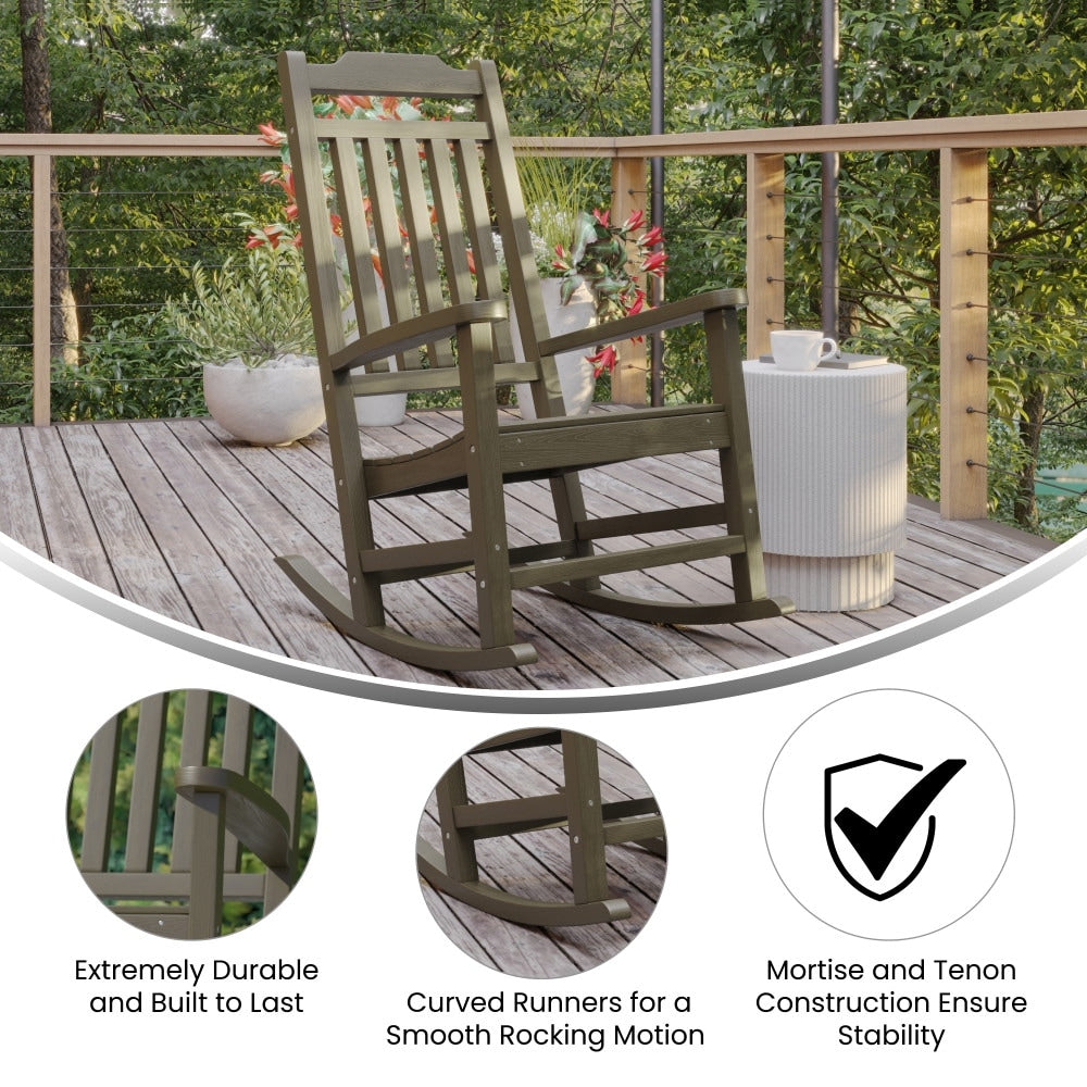 2 Pack All-Weather Faux Wood Rocking Chair - Patio and Yard Furniture