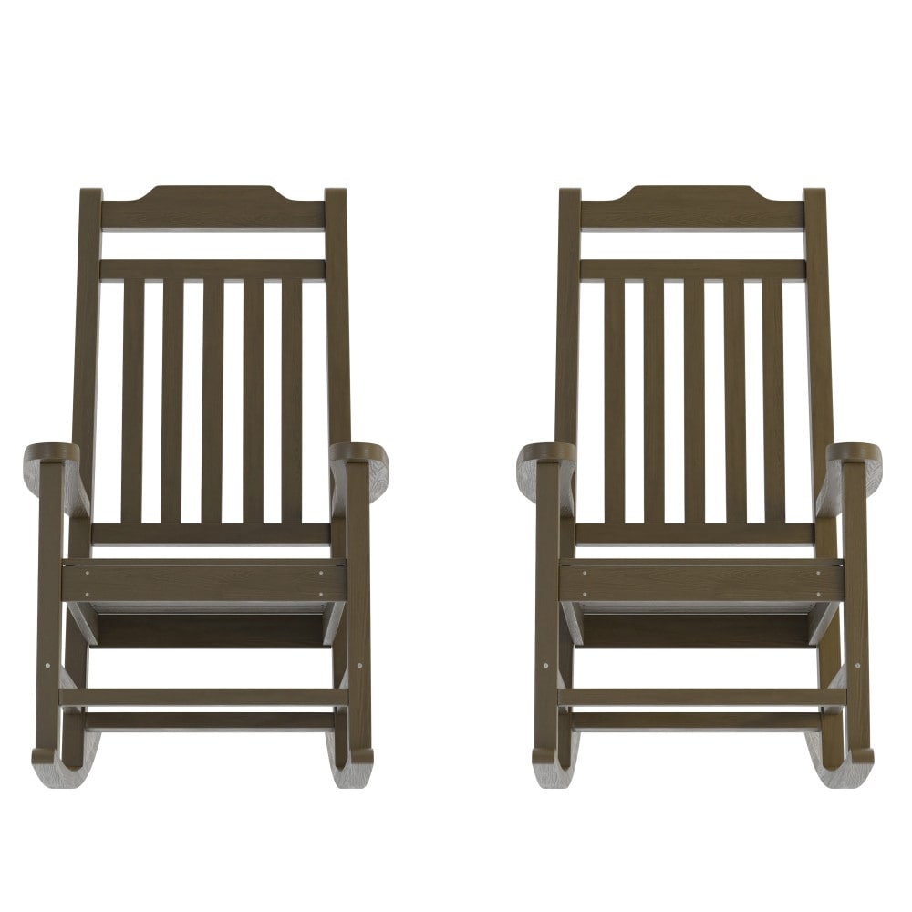 2 Pack All-Weather Faux Wood Rocking Chair - Patio and Yard Furniture