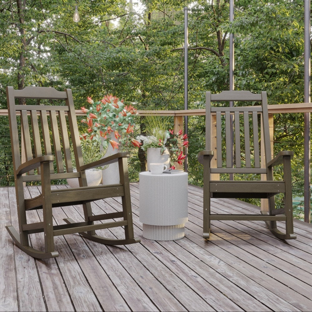 2 Pack All-Weather Faux Wood Rocking Chair - Patio and Yard Furniture