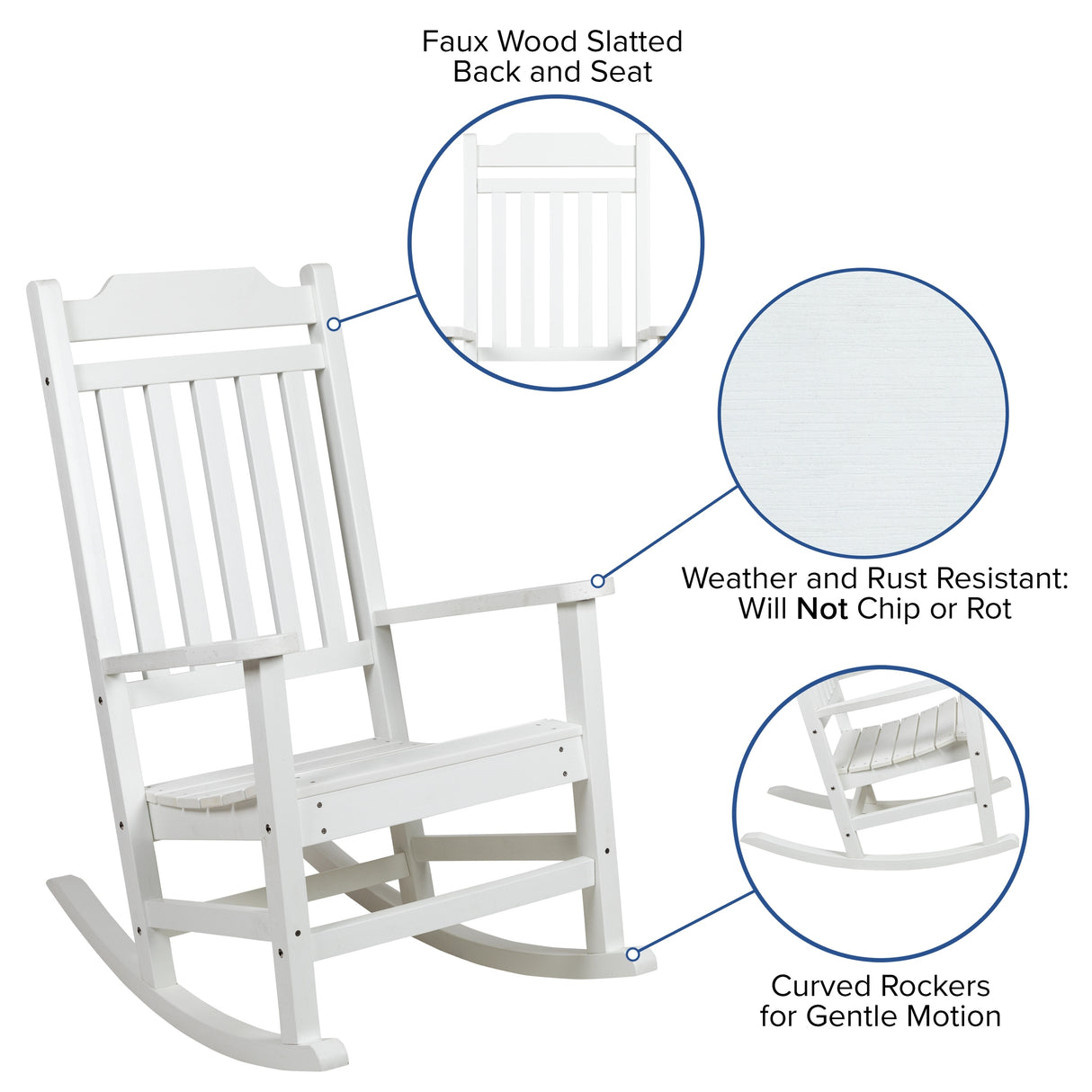 2 Pack All-Weather Faux Wood Rocking Chair - Patio and Yard Furniture