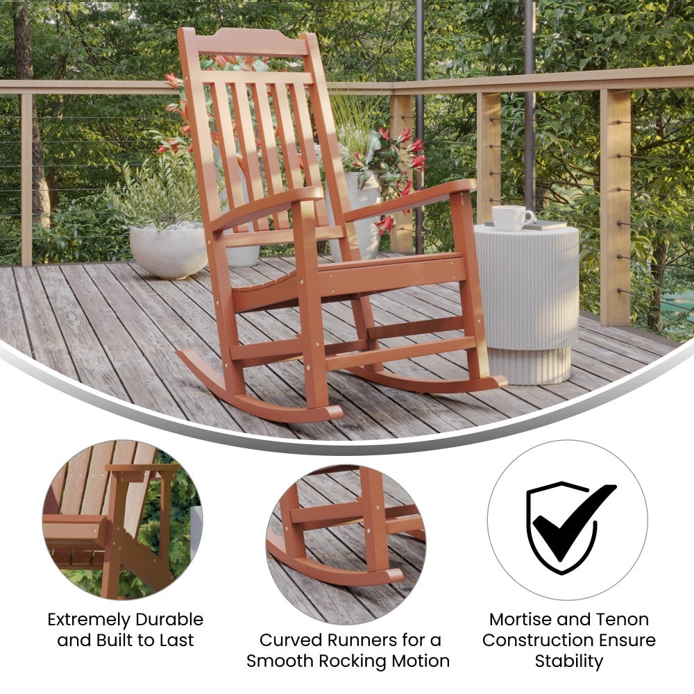 2 Pack All-Weather Faux Wood Rocking Chair - Patio and Yard Furniture