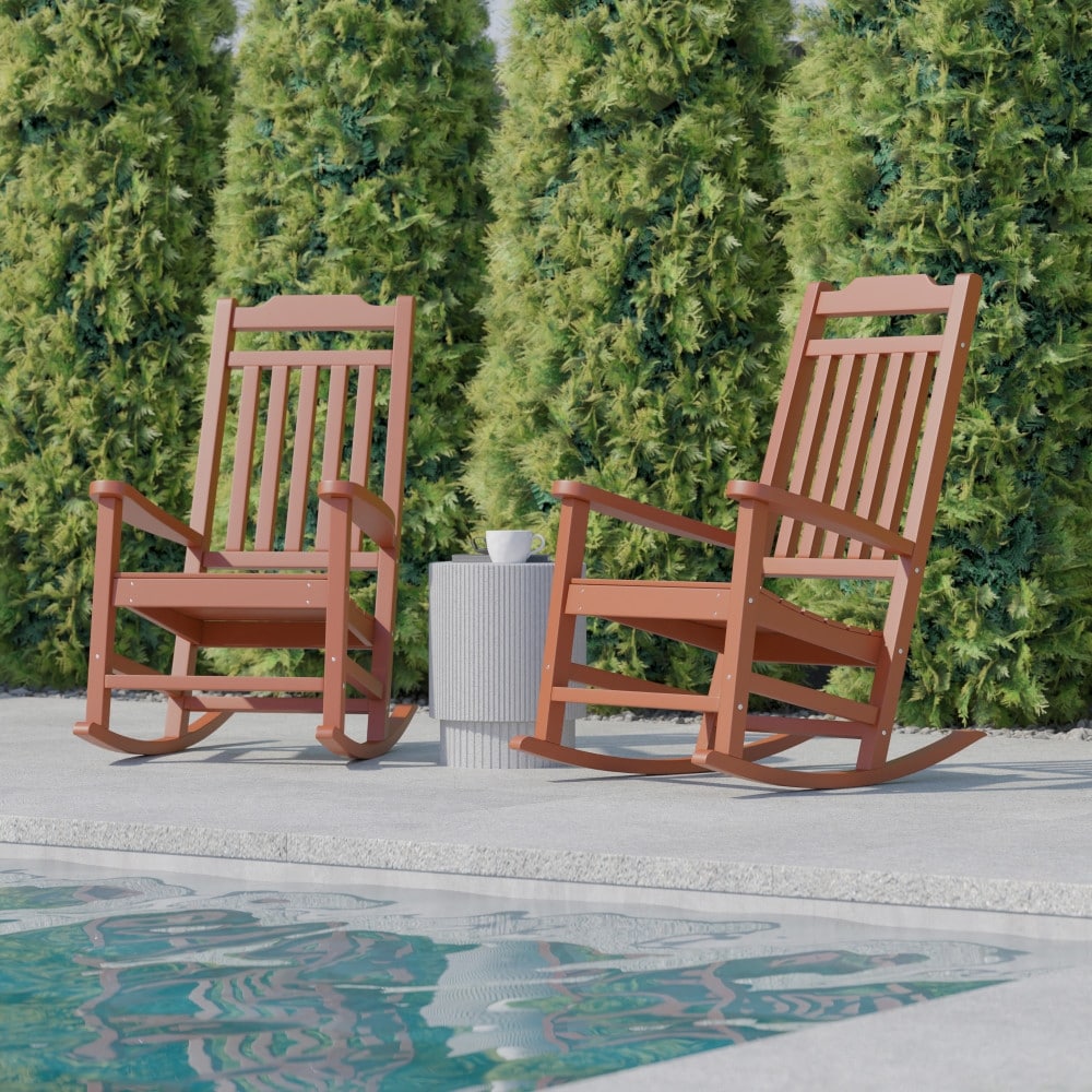 2 Pack All-Weather Faux Wood Rocking Chair - Patio and Yard Furniture