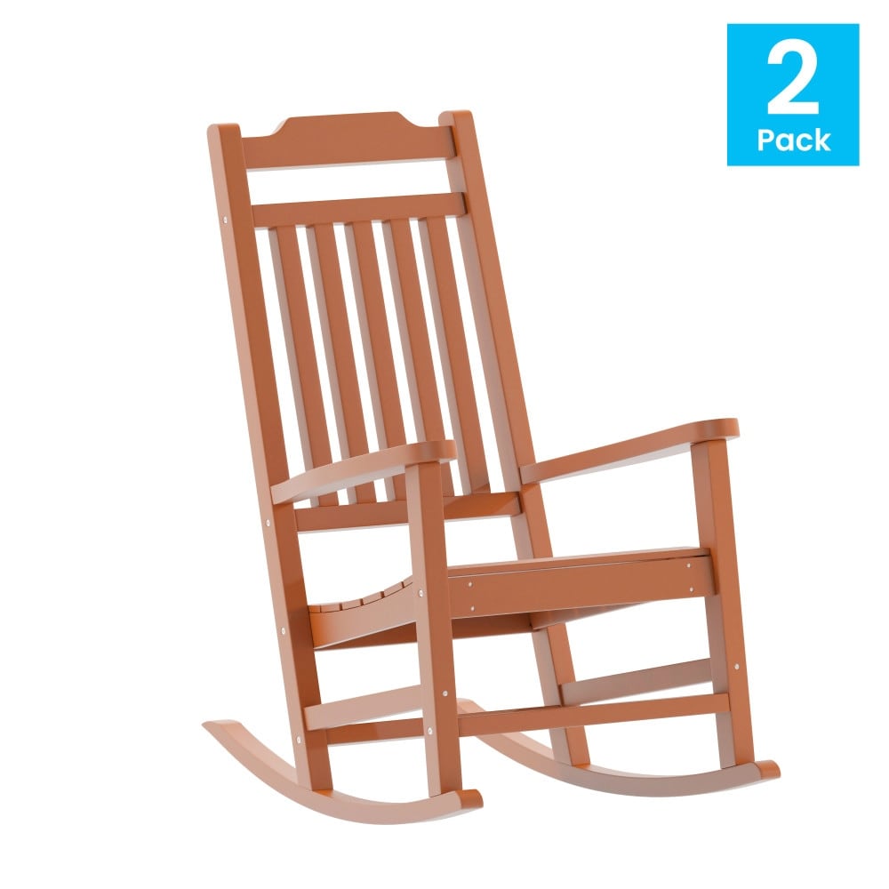 2 Pack All-Weather Faux Wood Rocking Chair - Patio and Yard Furniture