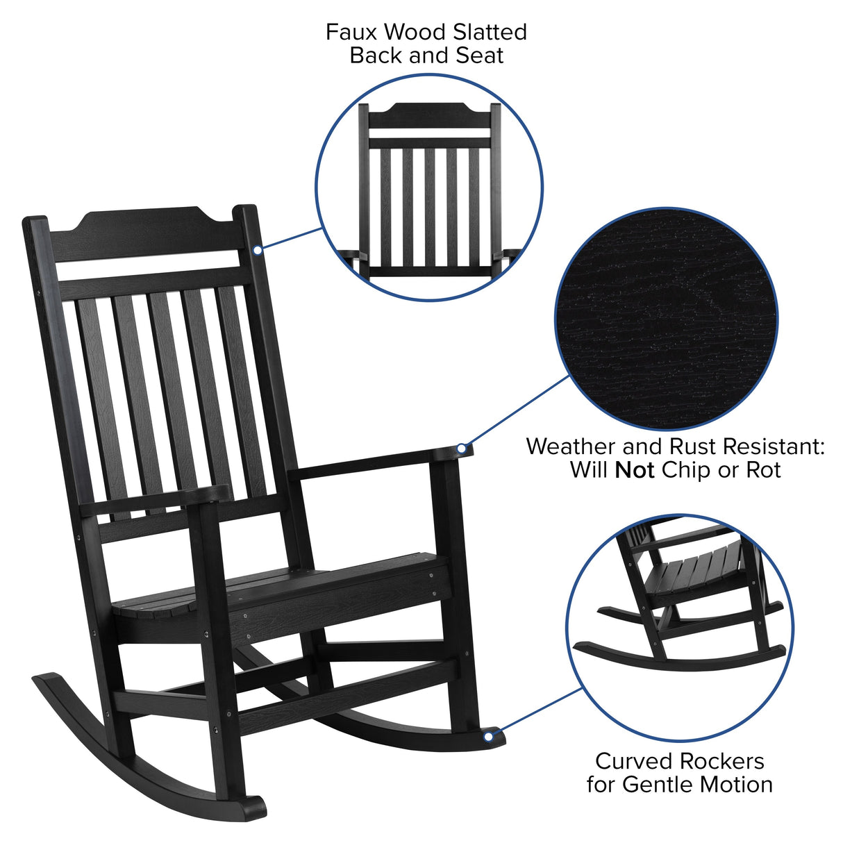 2 Pack All-Weather Faux Wood Rocking Chair - Patio and Yard Furniture