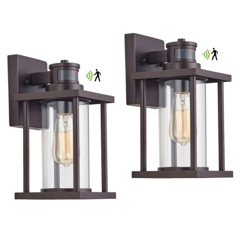 2 Pack Bronze Motion Sensor Outdoor Wall Light with Clear Glass - Oil Rubbed Bronze - 12"