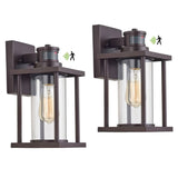 2 Pack Bronze Motion Sensor Outdoor Wall Light with Clear Glass - Oil Rubbed Bronze - 12"
