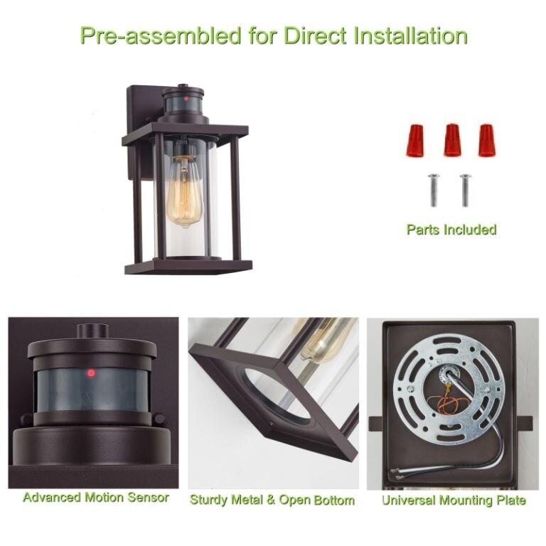 2 Pack Bronze Motion Sensor Outdoor Wall Light with Clear Glass - Oil Rubbed Bronze - 12"