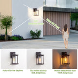 2 Pack Bronze Motion Sensor Outdoor Wall Light with Clear Glass - Oil Rubbed Bronze - 12"