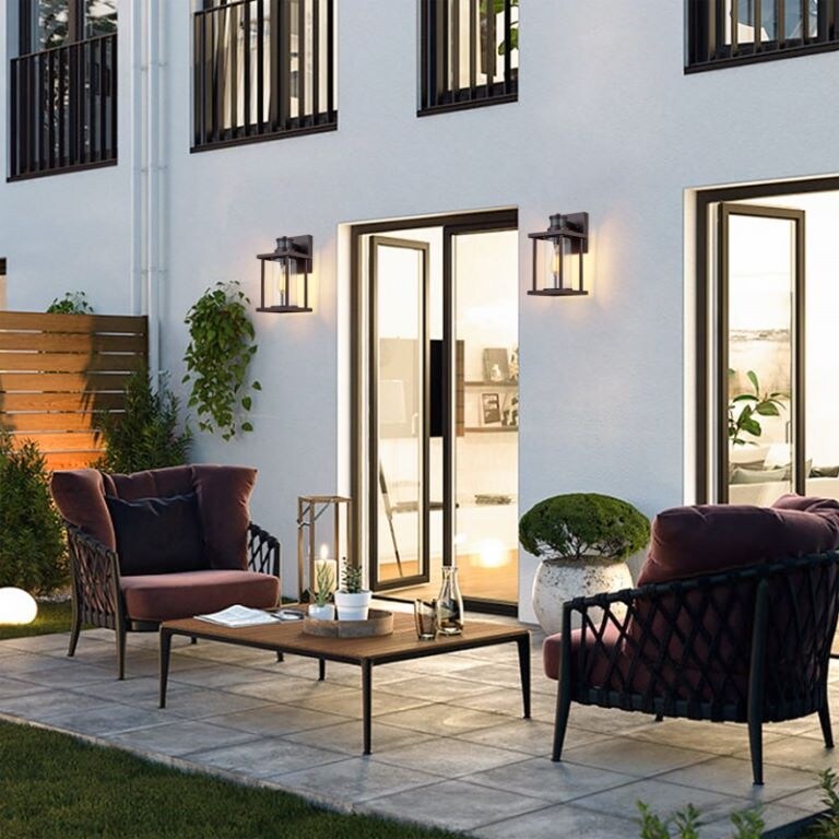 2 Pack Bronze Motion Sensor Outdoor Wall Light with Clear Glass - Oil Rubbed Bronze - 12"