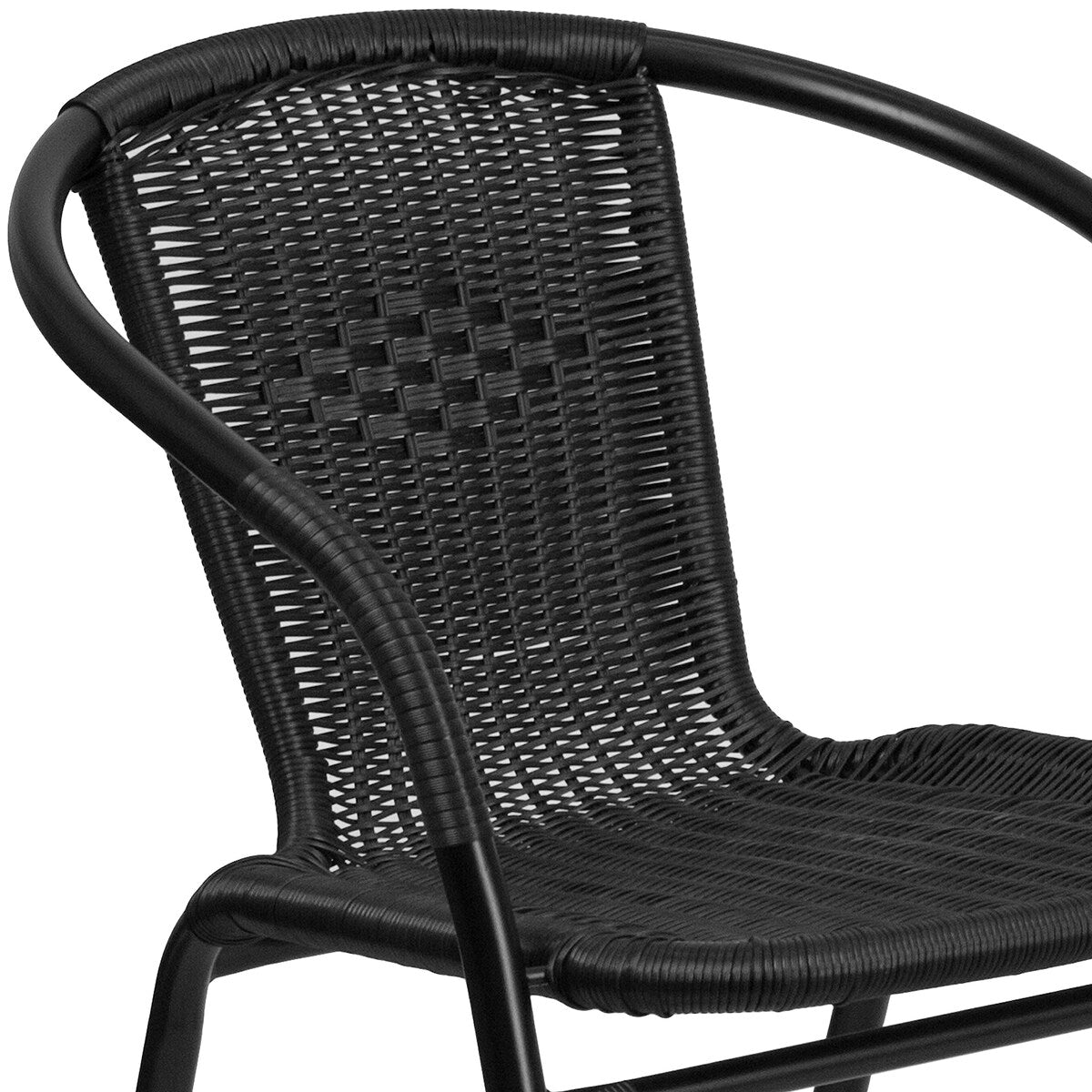 2 Pack Rattan Indoor-Outdoor Restaurant Stack Chair with Curved Back