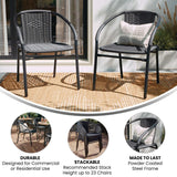 2 Pack Rattan Indoor-Outdoor Restaurant Stack Chair with Curved Back