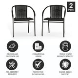 2 Pack Rattan Indoor-Outdoor Restaurant Stack Chair with Curved Back