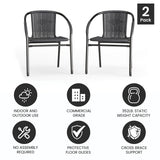 2 Pack Rattan Indoor-Outdoor Restaurant Stack Chair with Curved Back