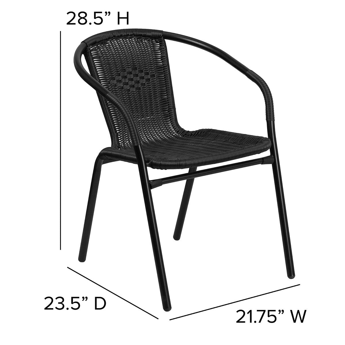 2 Pack Rattan Indoor-Outdoor Restaurant Stack Chair with Curved Back