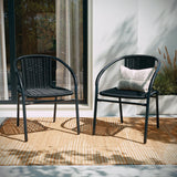 2 Pack Rattan Indoor-Outdoor Restaurant Stack Chair with Curved Back