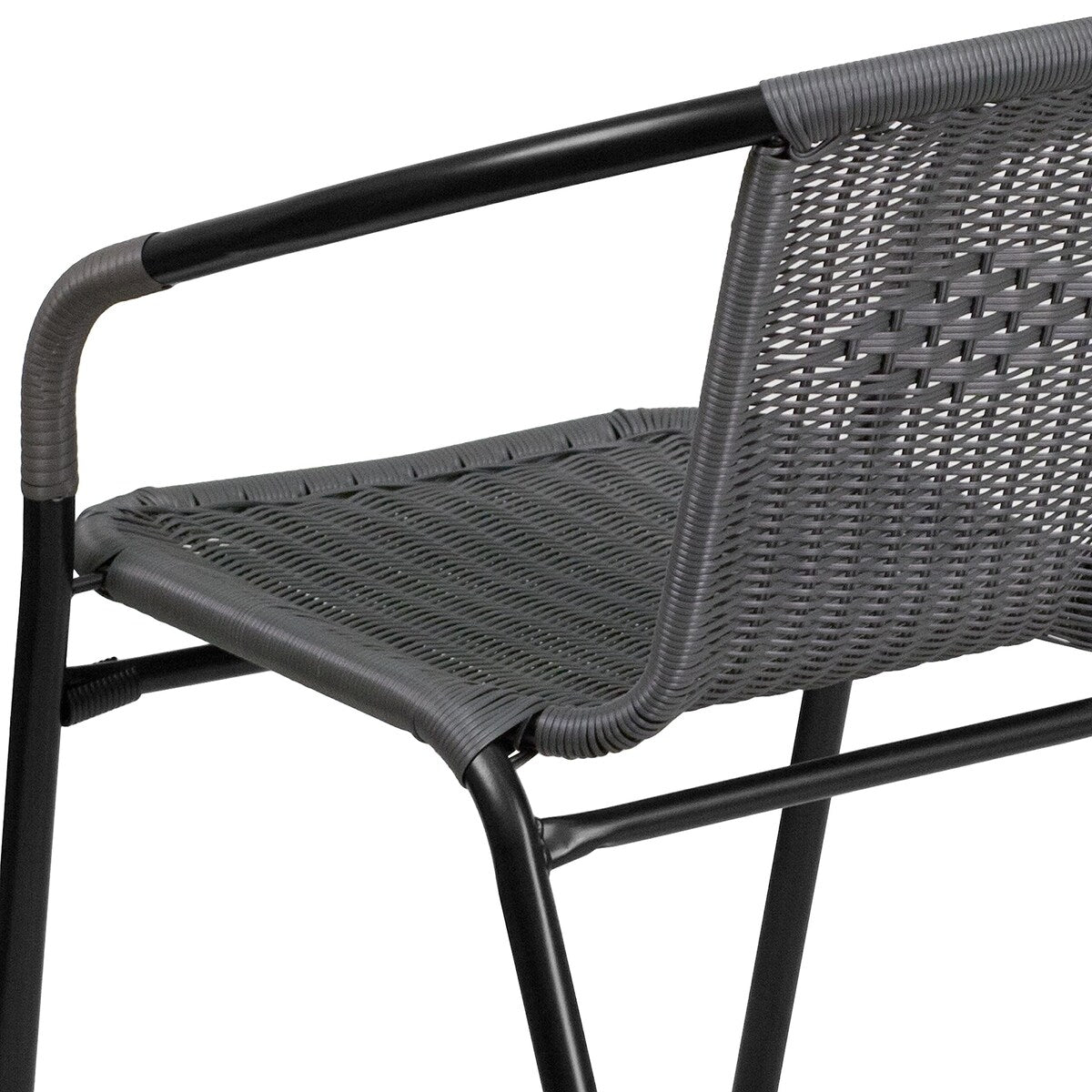 2 Pack Rattan Indoor-Outdoor Restaurant Stack Chair with Curved Back