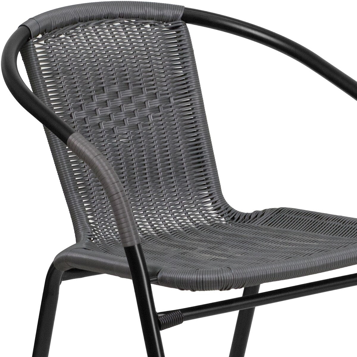 2 Pack Rattan Indoor-Outdoor Restaurant Stack Chair with Curved Back