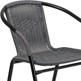 2 Pack Rattan Indoor-Outdoor Restaurant Stack Chair with Curved Back