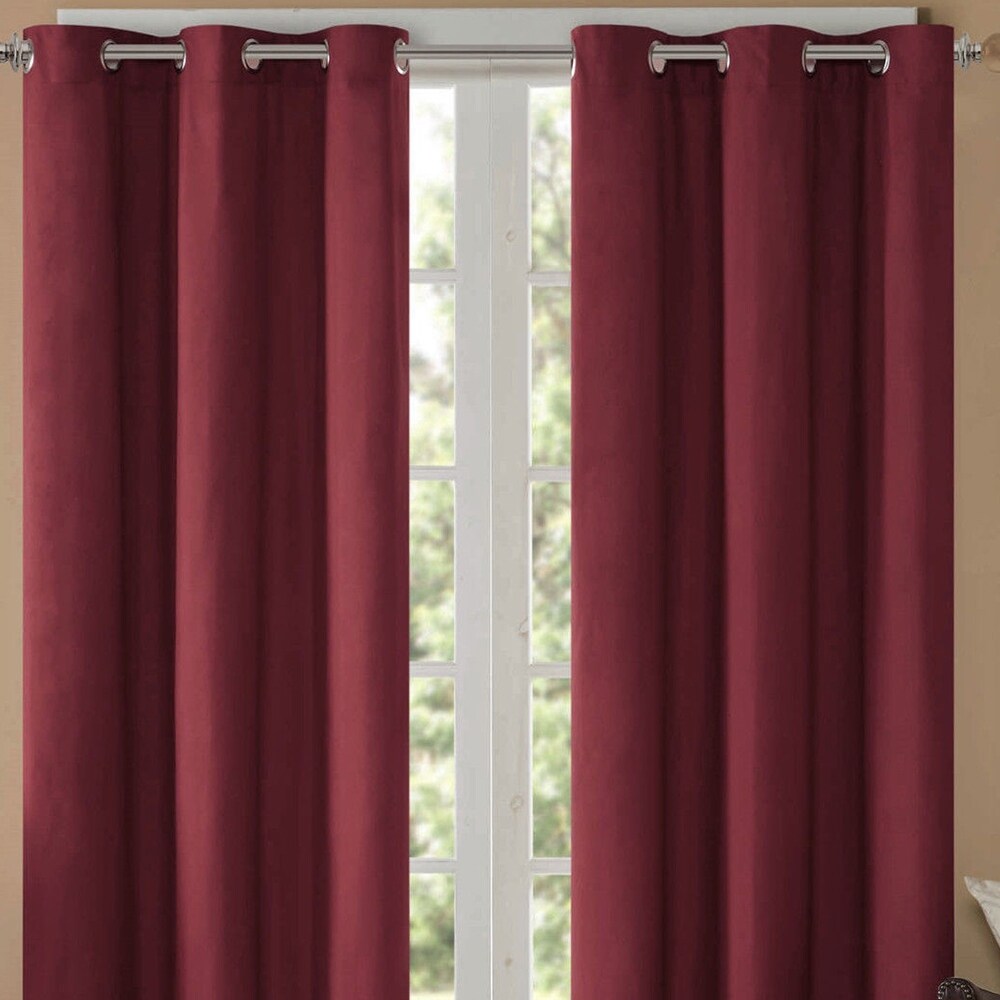 2 Panel Solid Lined Thermal Blackout Grommet 70" x 95" Burgundy - 70" x 95" - 70" x 95"