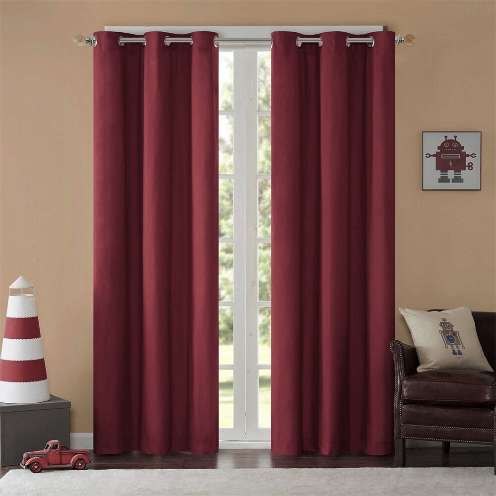 2 Panel Solid Lined Thermal Blackout Grommet 70" x 95" Burgundy - 70" x 95" - 70" x 95"