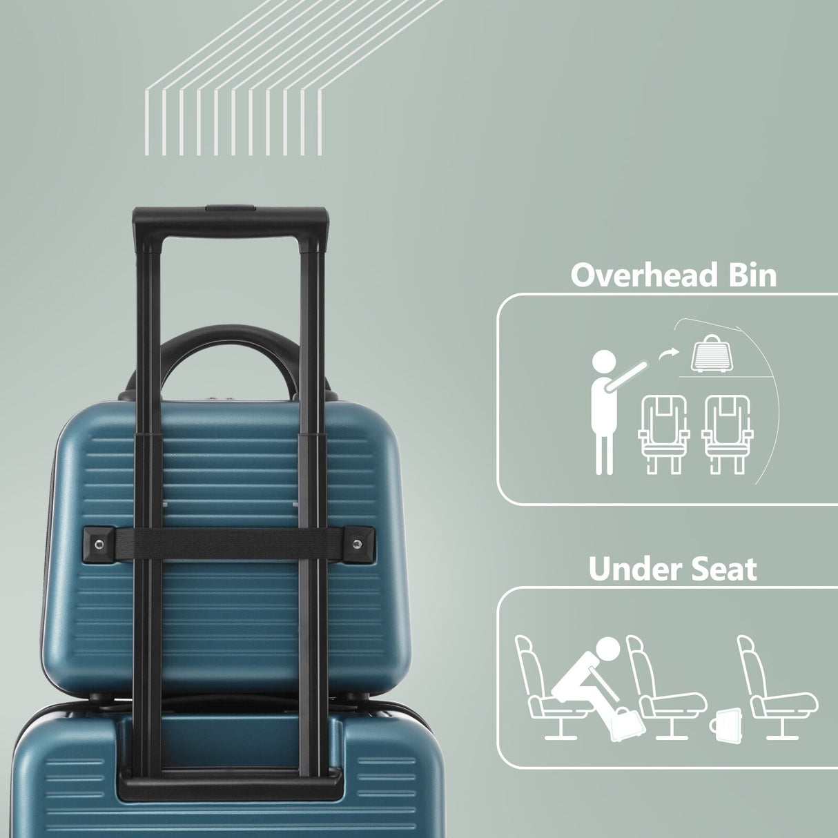 2 Pcs Carry-on Luggage Set, 20" Front Loading Suitcase USB Port TSA Lock, with Underseat Case
