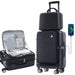 2 Pcs Carry-on Luggage Set, 20" Front Loading Suitcase USB Port TSA Lock, with Underseat Case