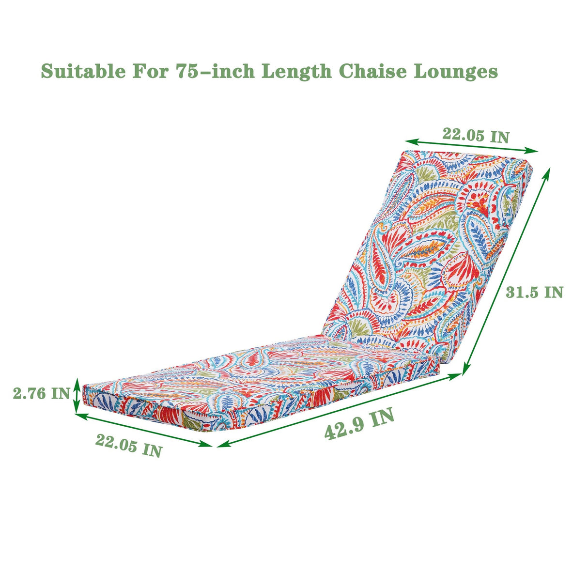 2 Pcs Outdoor Lounge Chair Cushion - N/A