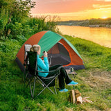 2-Person Double Door Camping Dome Tent Orange & Green